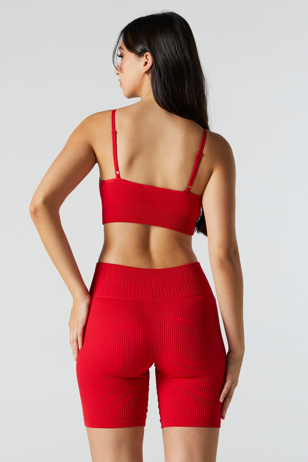 Red Sommer Ray Seamless Ribbed Biker Short Red Sommer Ray Seamless Ribbed Biker Short 2