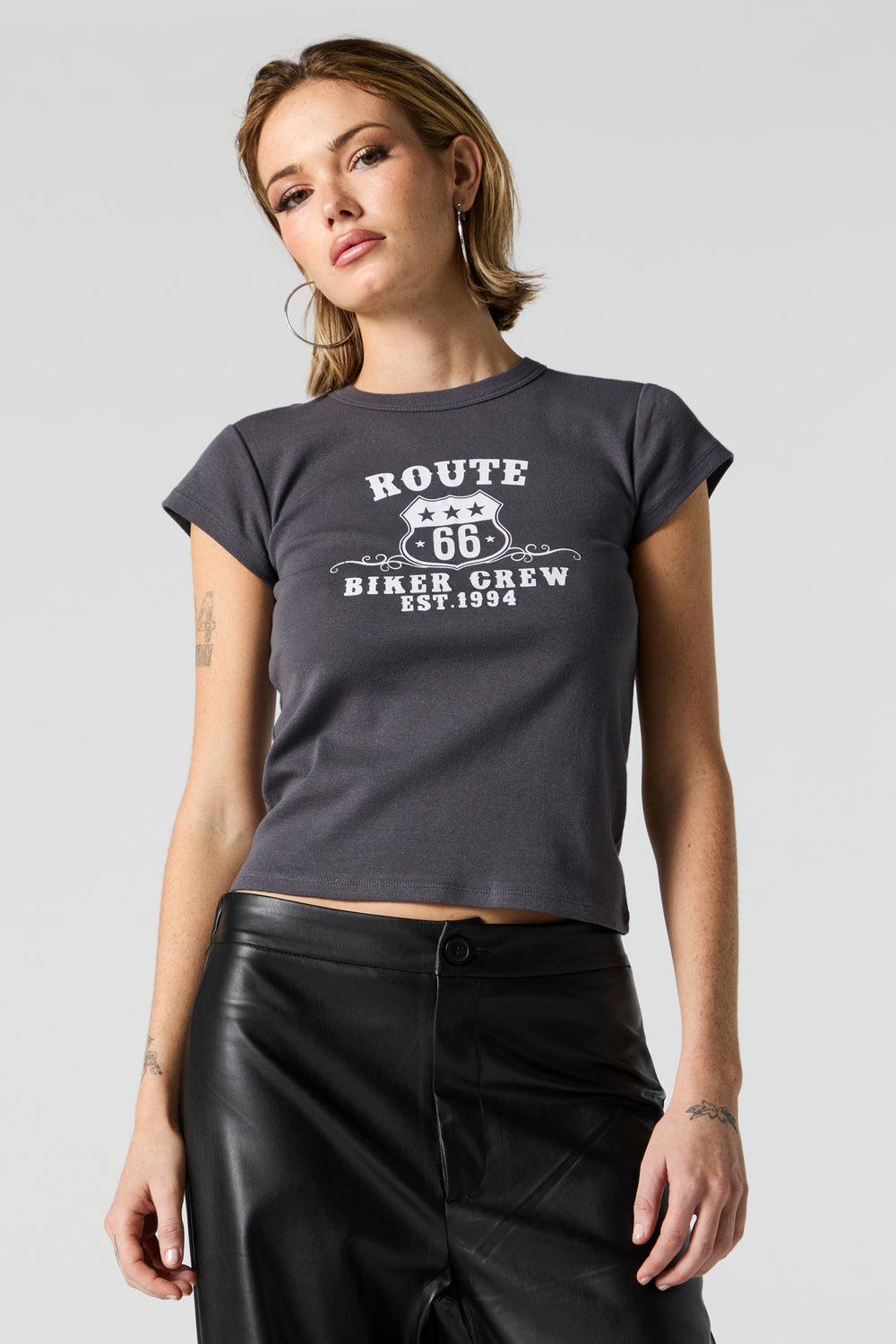 Route 66 Biker Crew Graphic Fitted T-Shirt Route 66 Biker Crew Graphic Fitted T-Shirt 2