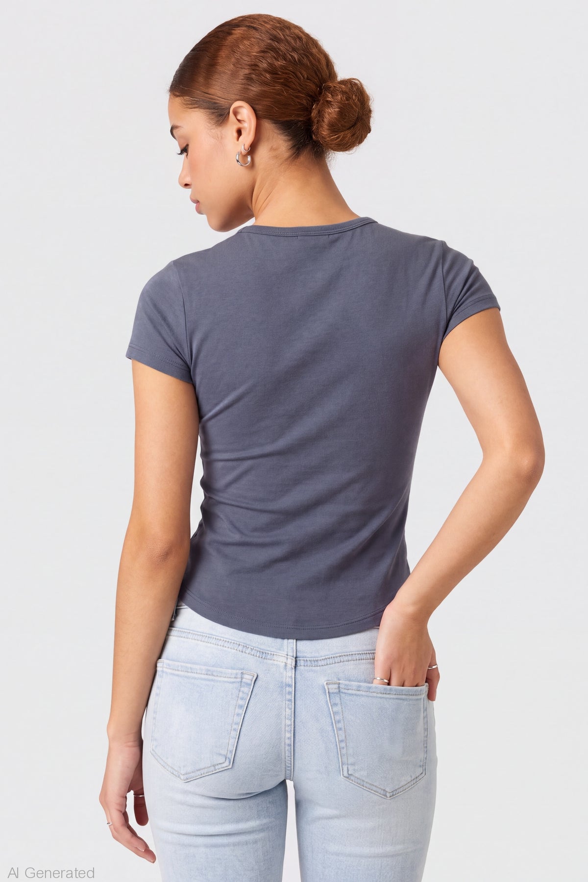 Alt View 2. Gothic Graphic Fitted Tee - Dark Grey