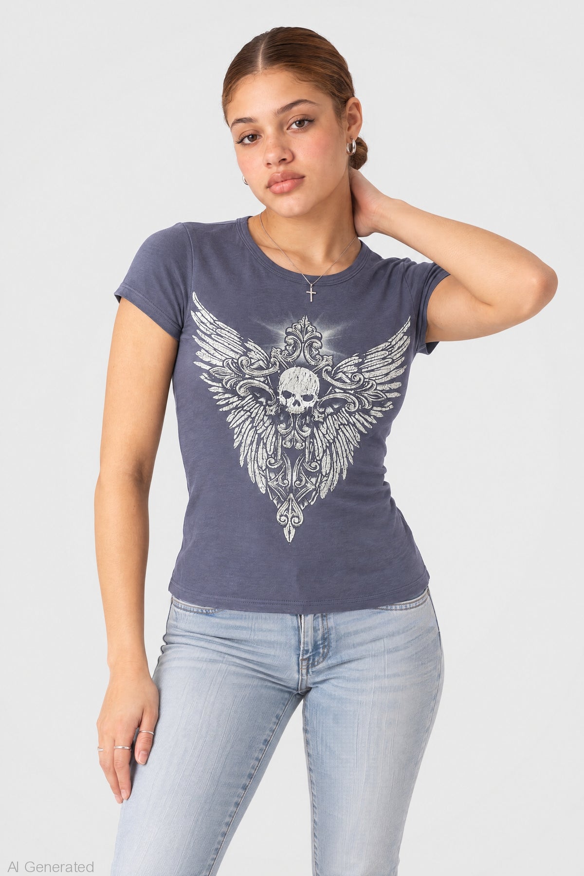 Gothic Graphic Fitted Tee - Dark Grey