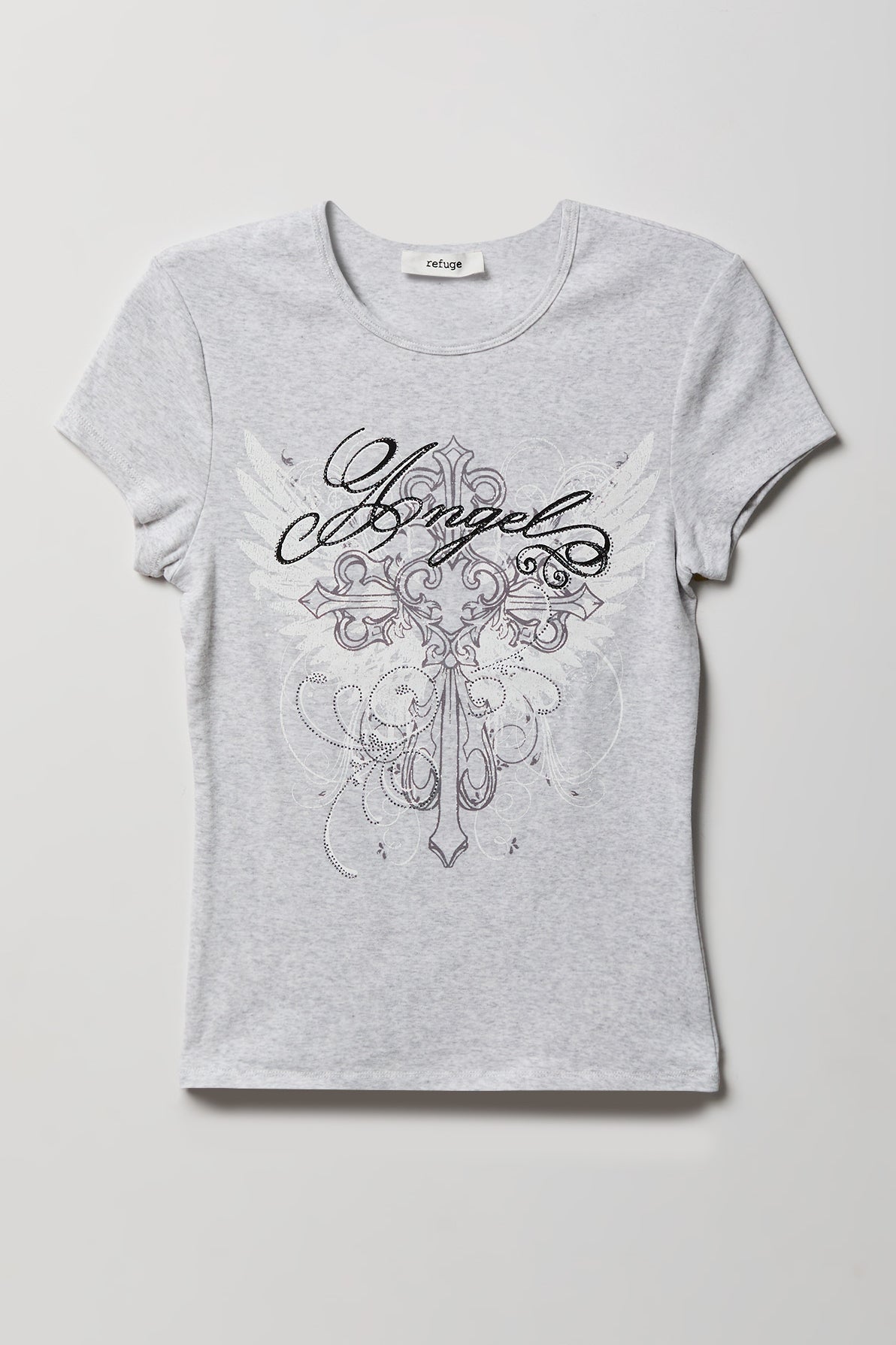 Alt View 5. Gothic Graphic Fitted Tee - Light Grey