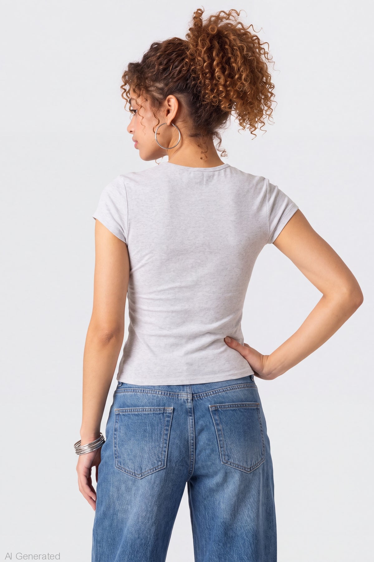 Alt View 2. Gothic Graphic Fitted Tee - Light Grey
