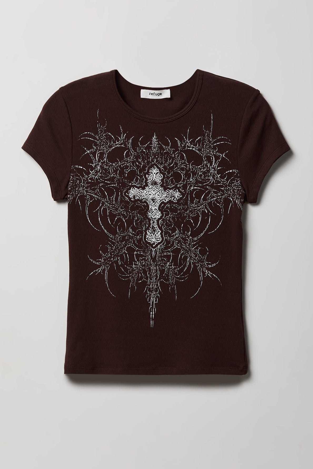 Alt View 5. Gothic Graphic Fitted Tee - Brown