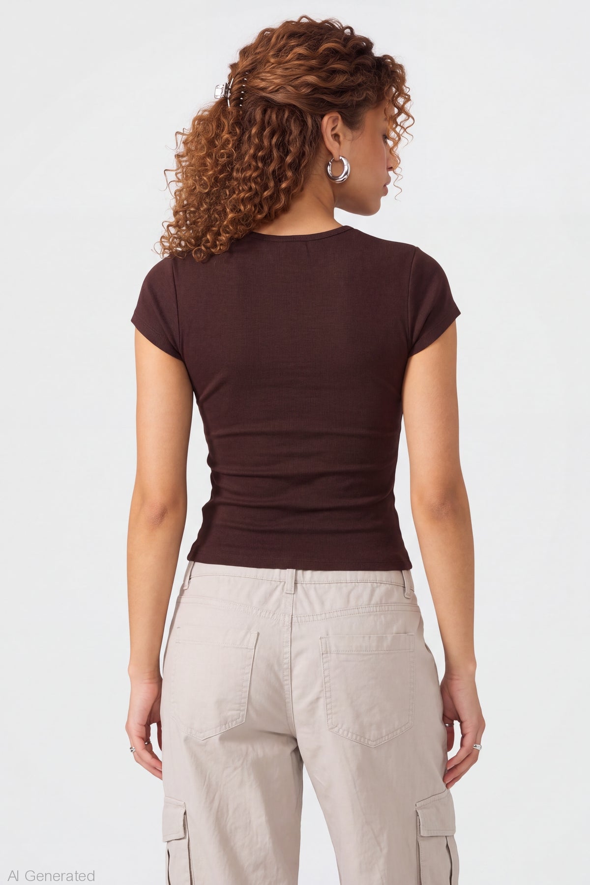 Alt View 2. Gothic Graphic Fitted Tee - Brown