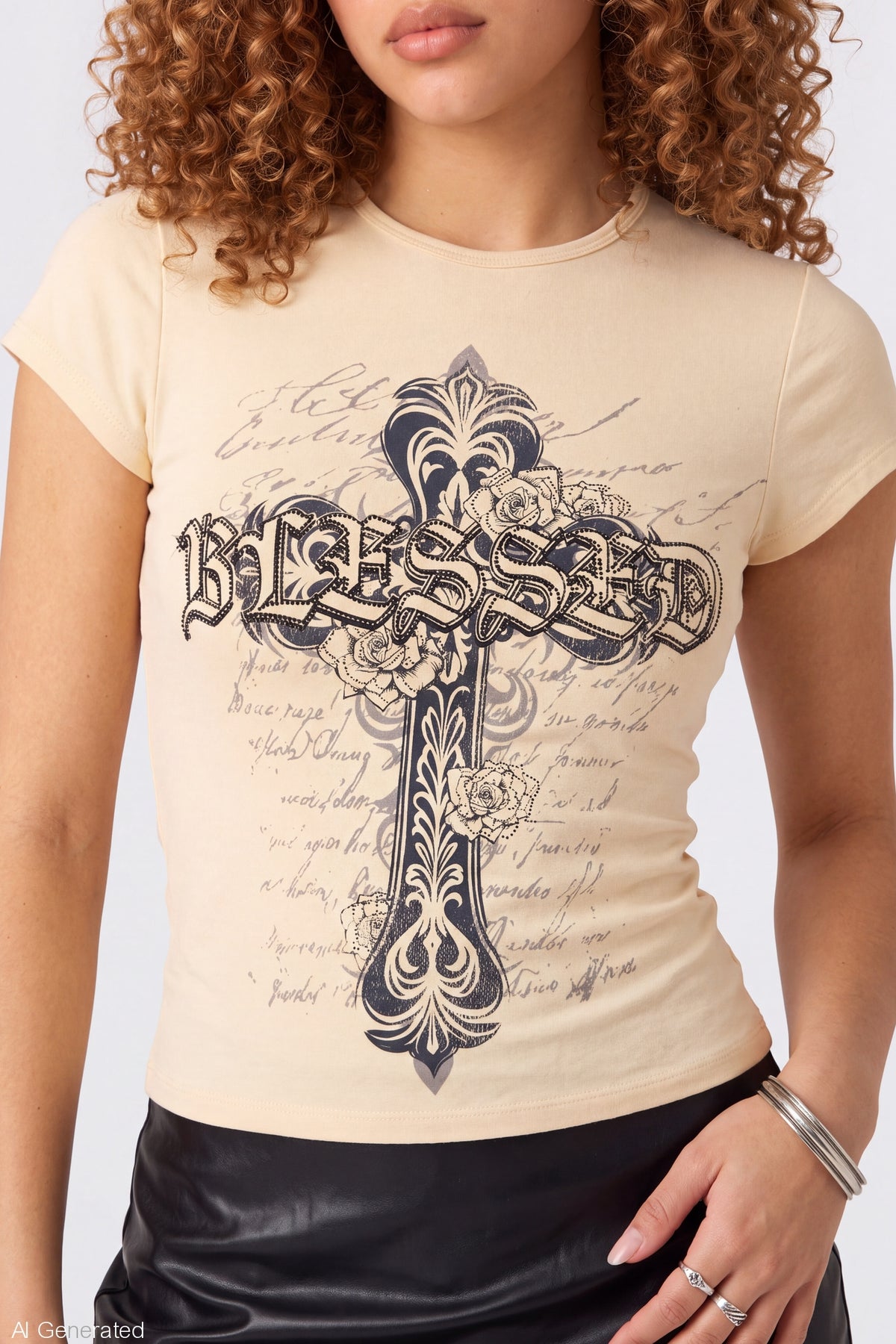 Alt View 4. Gothic Graphic Fitted Tee - Yellow