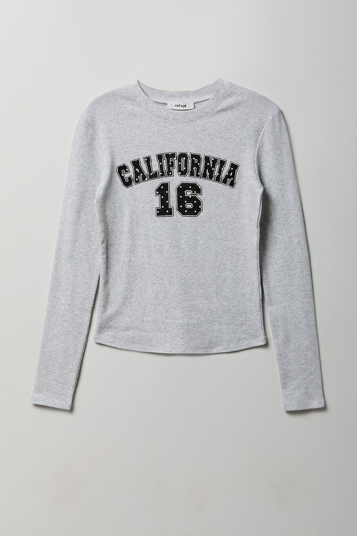 Fitted Graphic Long Sleeve Top - Heather Grey