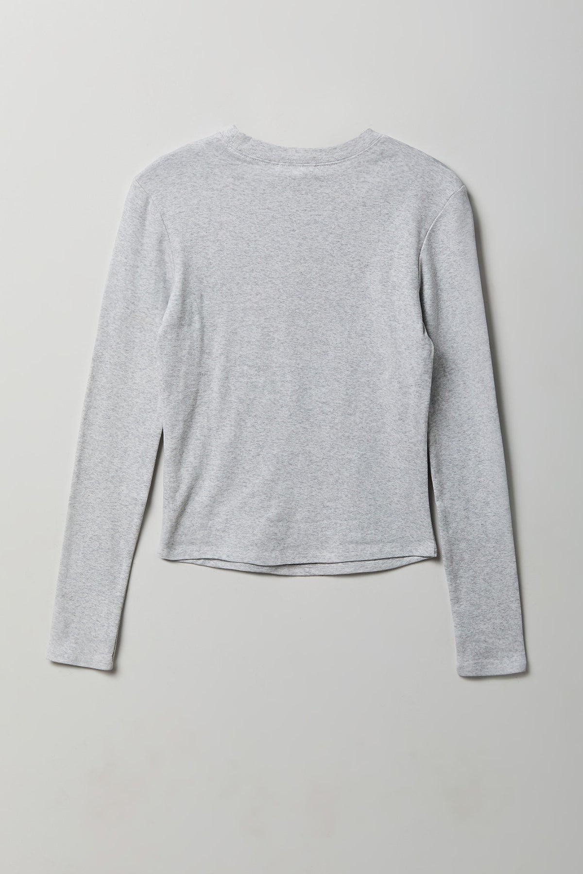 Alt View 2. Fitted Graphic Long Sleeve Top - Heather Grey