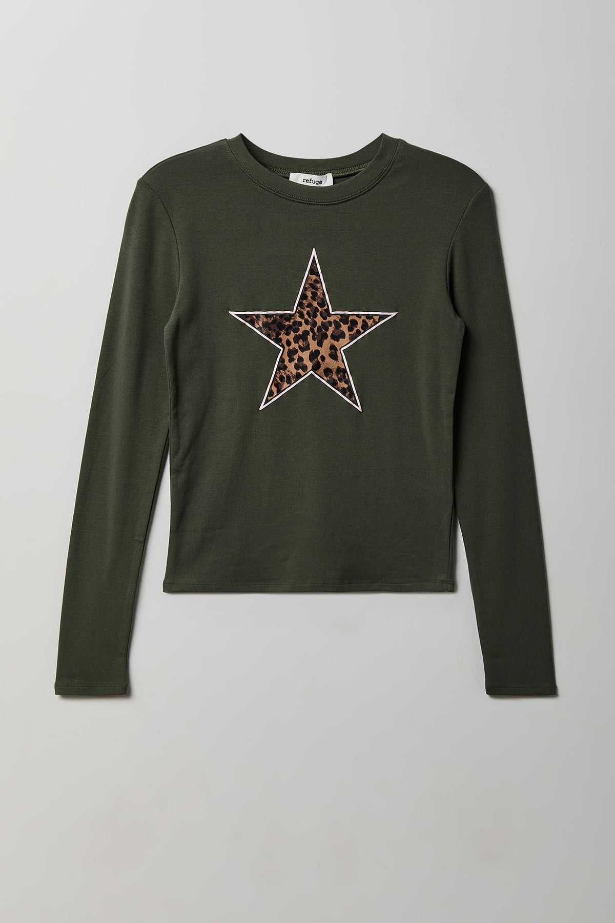 Fitted Graphic Long Sleeve Top - Green