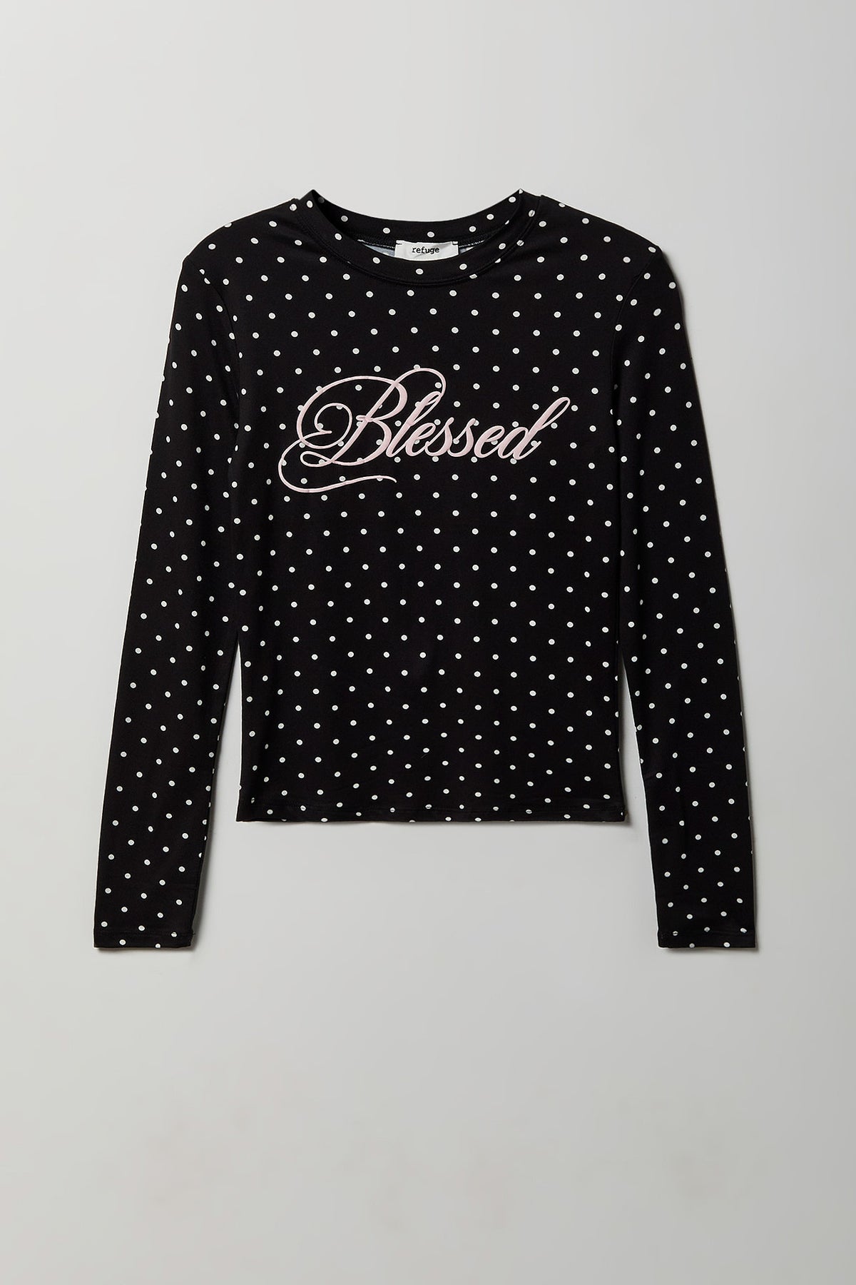 Fitted Graphic Long Sleeve Top - Black