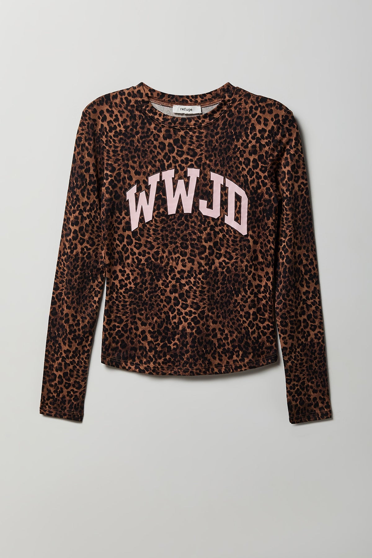 Fitted Graphic Long Sleeve Top - Leopard