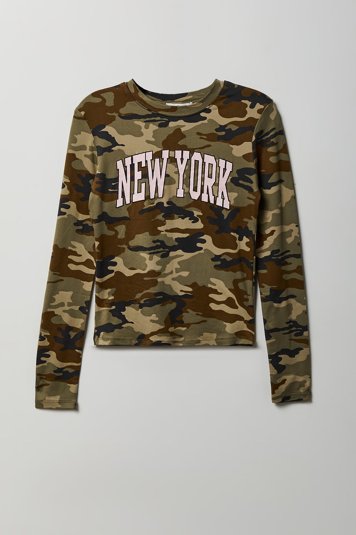 Fitted Graphic Long Sleeve Top - Camouflage