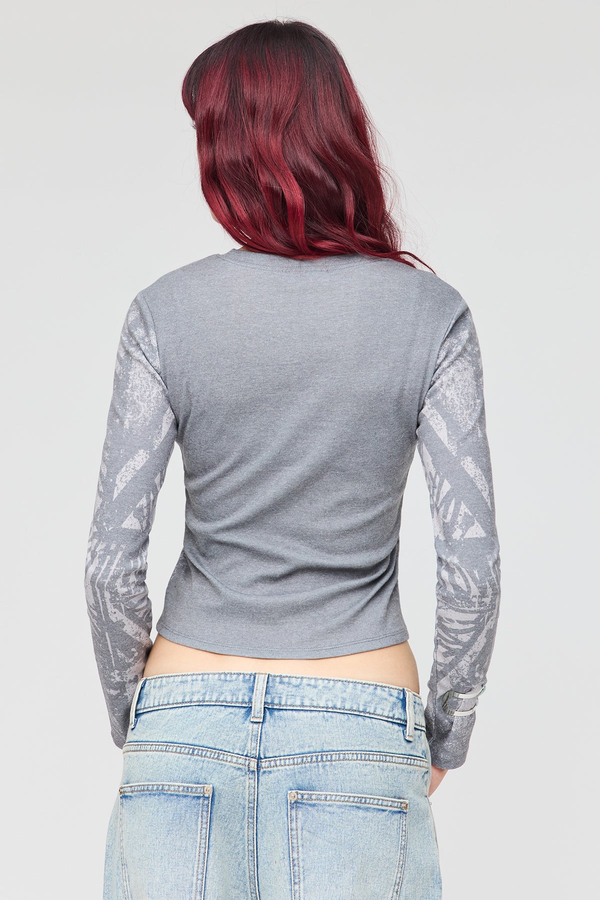 Alt View 2. Graphic Long Sleeve Top - Solid Black