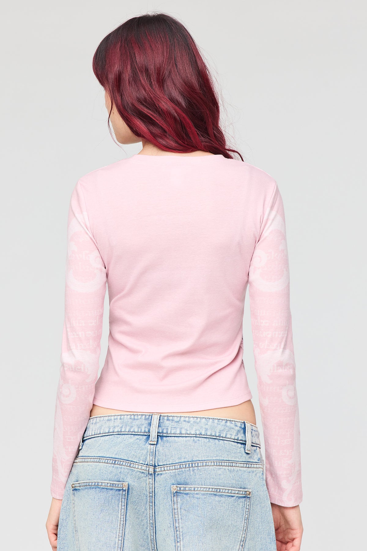 Alt View 2. Graphic Long Sleeve Top - Light Pink