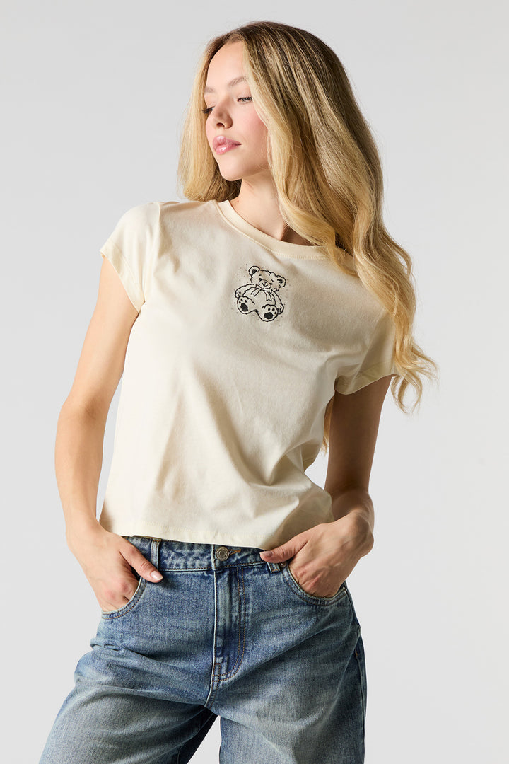 Rhinestone Teddy Fitted T-Shirt