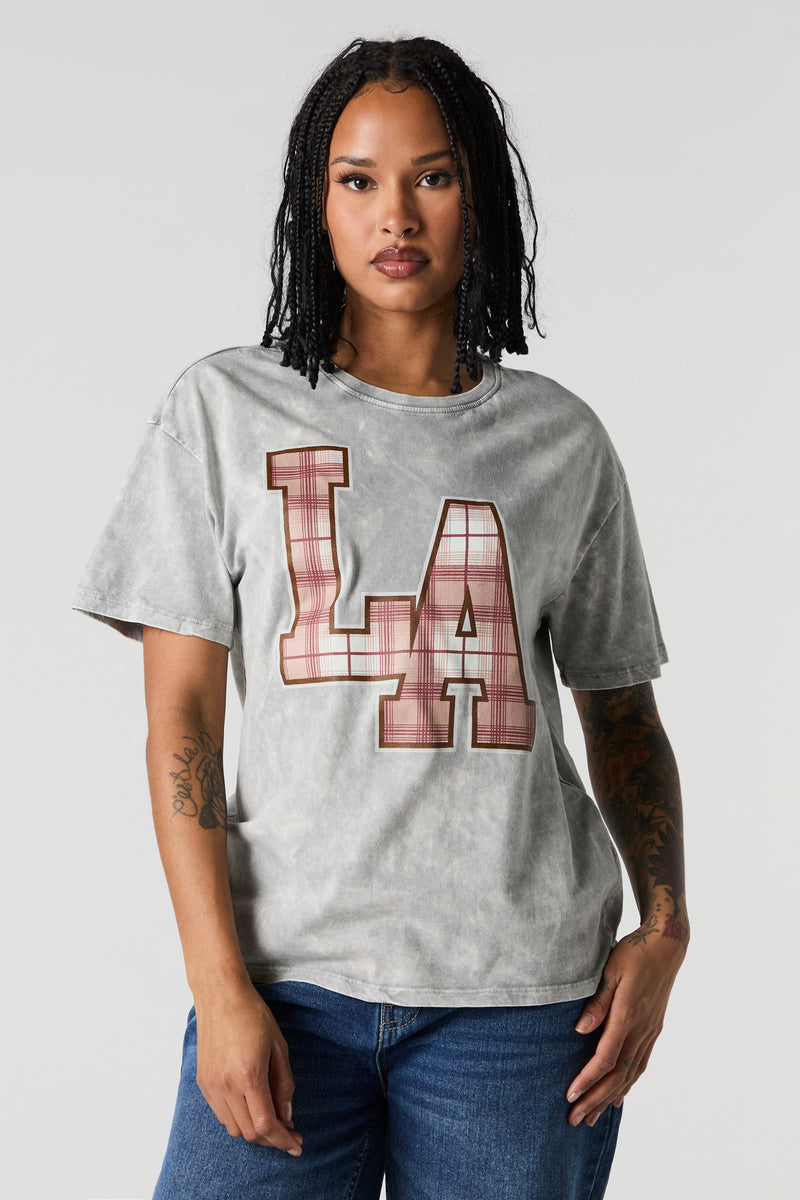 Plaid LA Graphic Washed T-Shirt