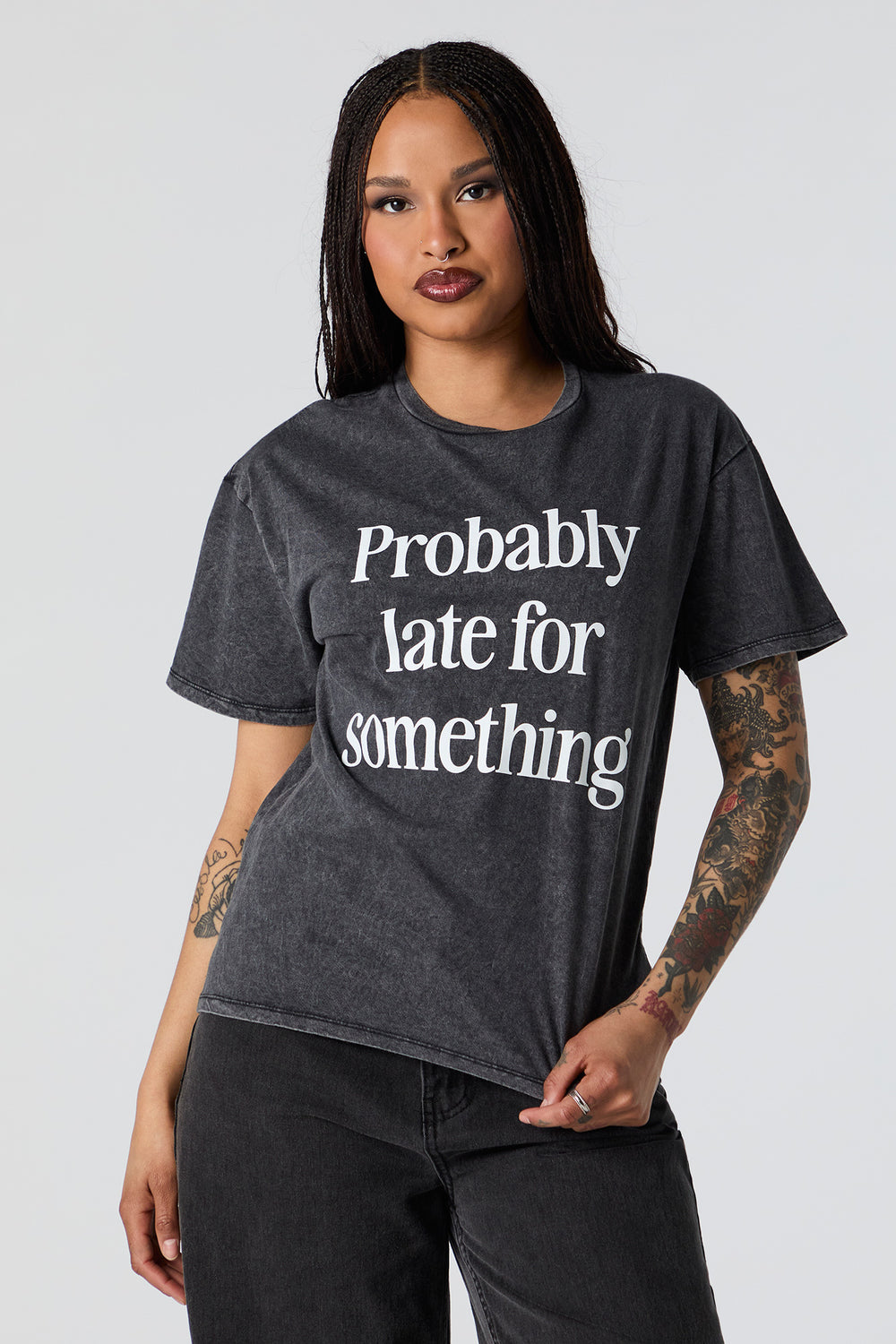 Probably Late Graphic Washed Boyfriend T-Shirt Probably Late Graphic Washed Boyfriend T-Shirt 2
