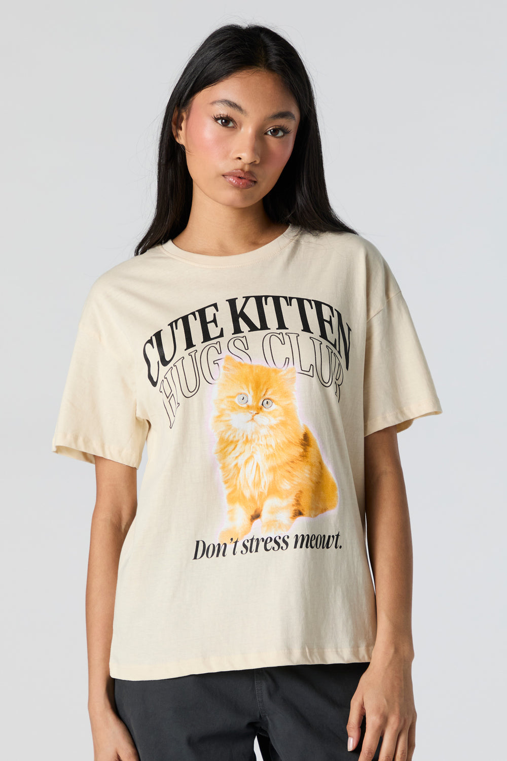 Cute Kitten Club Graphic Boyfriend T-Shirt Cute Kitten Club Graphic Boyfriend T-Shirt 2
