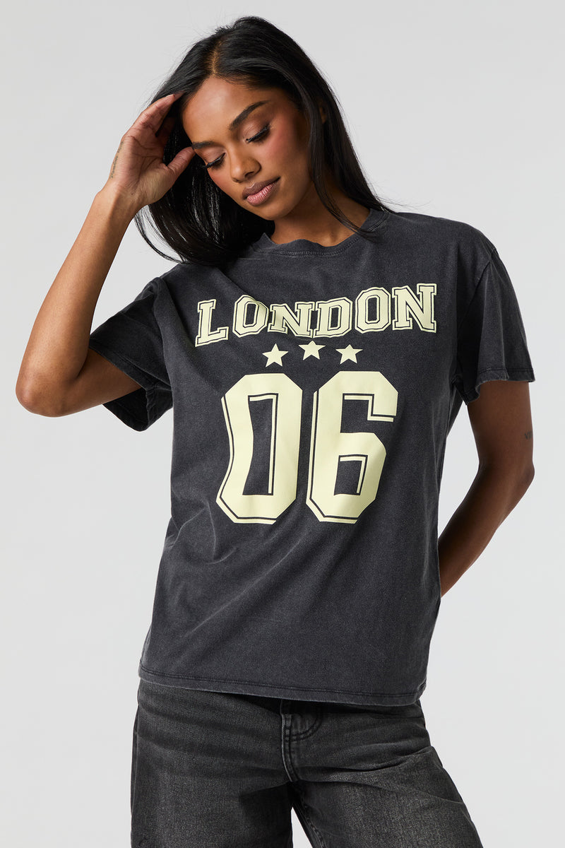 London 06 Graphic Washed Boyfriend T-Shirt