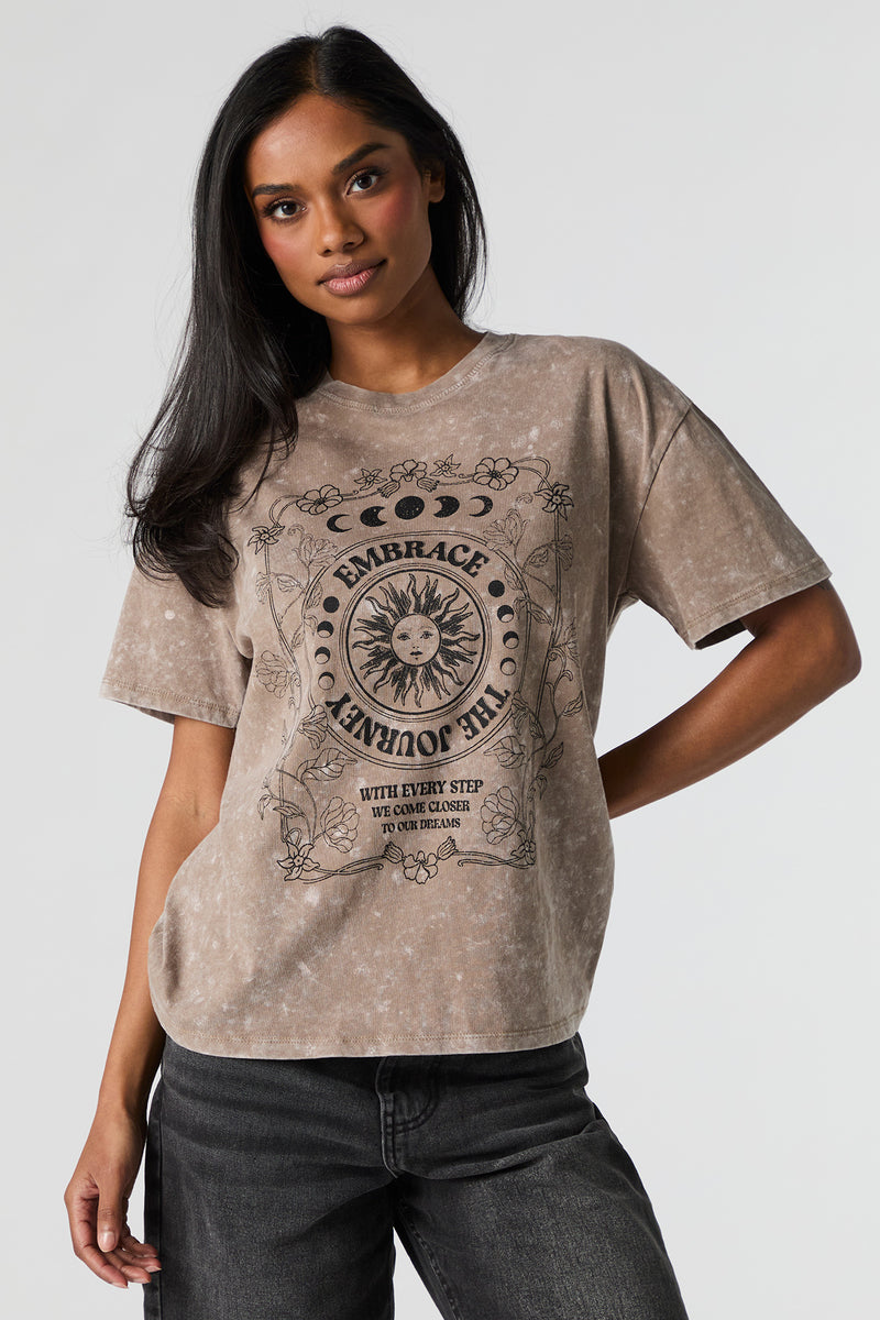 Embrace The Journey Graphic Washed Boyfriend T-Shirt