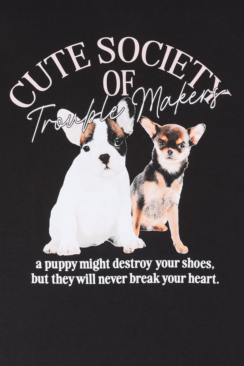 Puppy Trouble Makers Graphic Boyfriend T-Shirt Puppy Trouble Makers Graphic Boyfriend T-Shirt 1