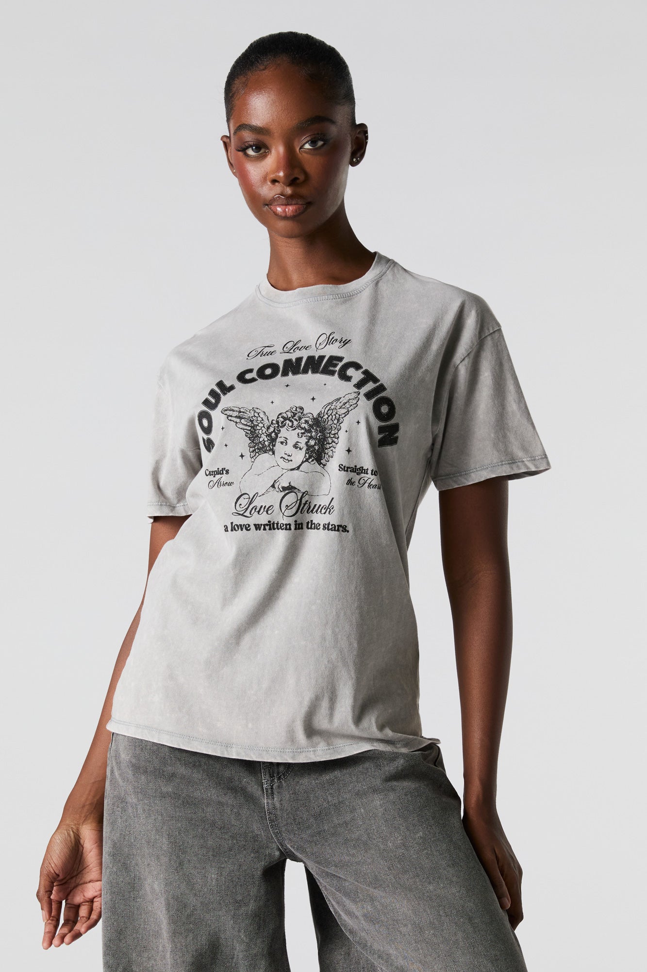 Soul Connection Graphic Washed Boyfriend T-Shirt