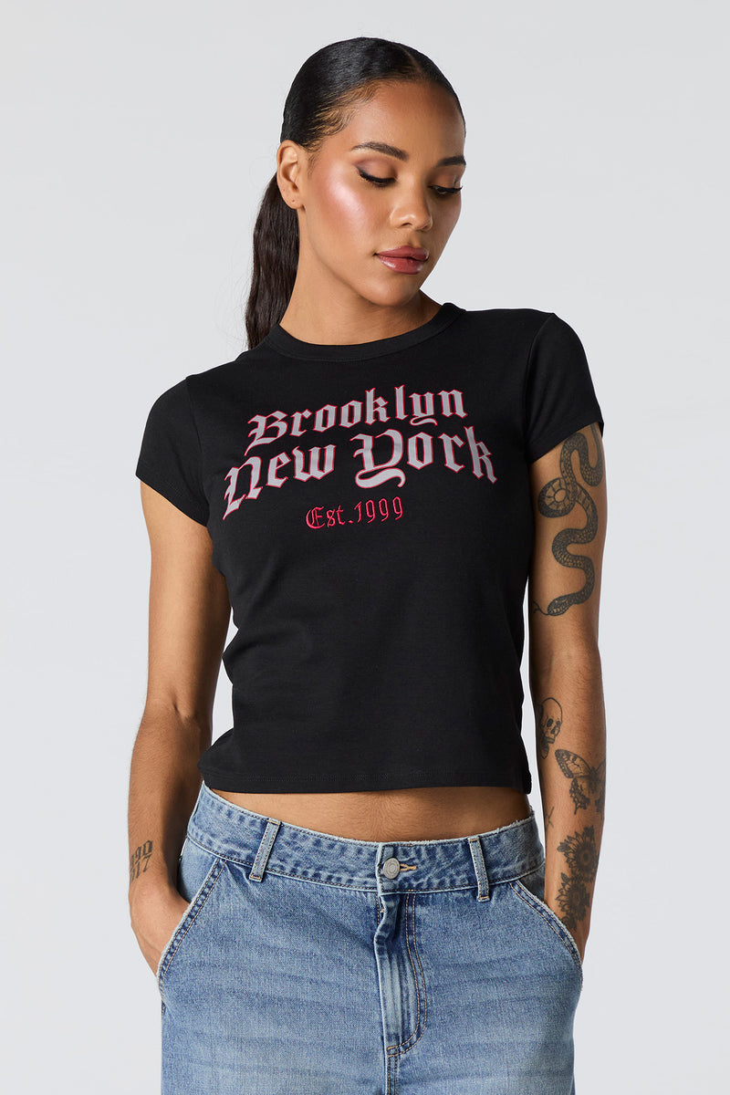 Brooklyn 1999 Graphic Embroidered Fitted T-Shirt