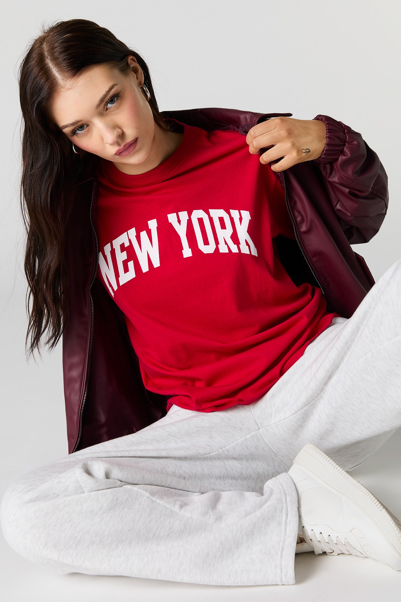 New York Graphic Red Boyfriend T-Shirt