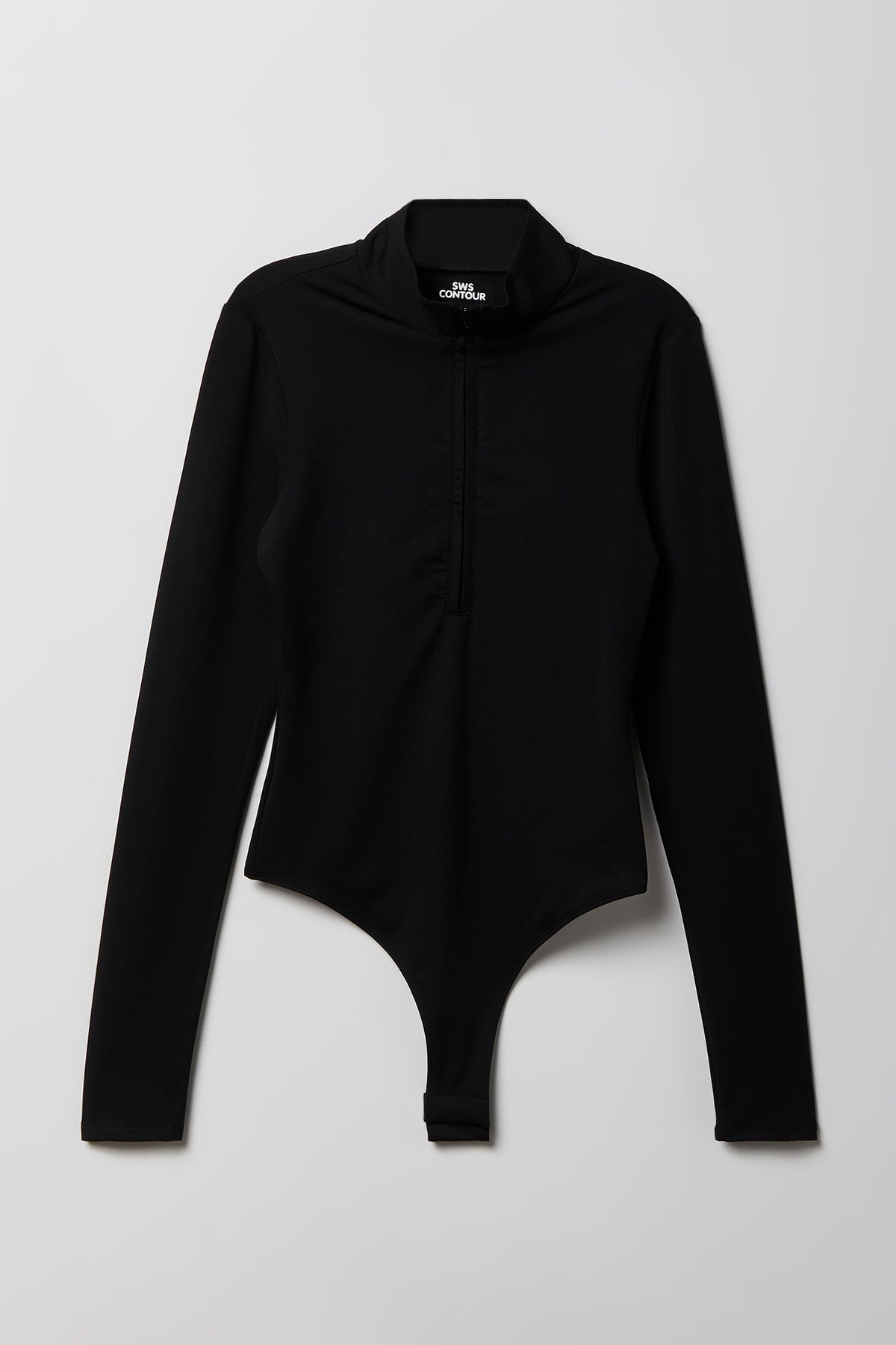 Alt View 4. Contour Half Zip Long Sleeve Bodysuit - Black