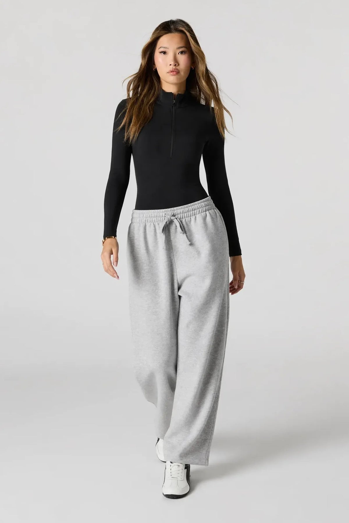 Alt View 3. Contour Half Zip Long Sleeve Bodysuit - Black