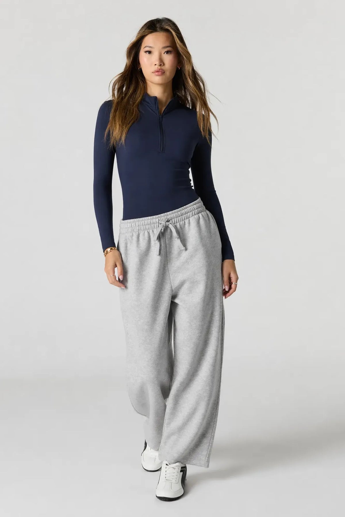 Alt View 3. Contour Half Zip Long Sleeve Bodysuit - Navy