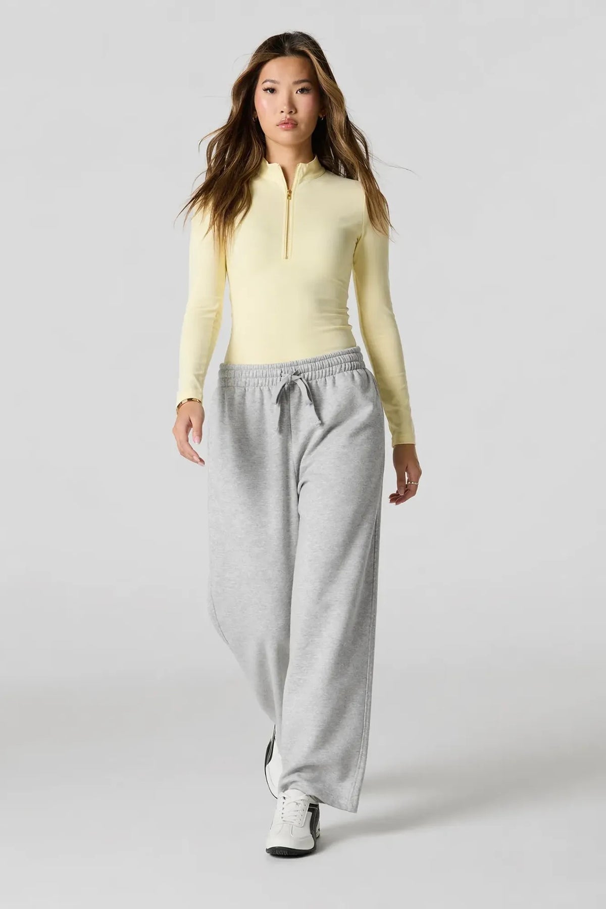 Alt View 3. Contour Half Zip Long Sleeve Bodysuit - Yellow