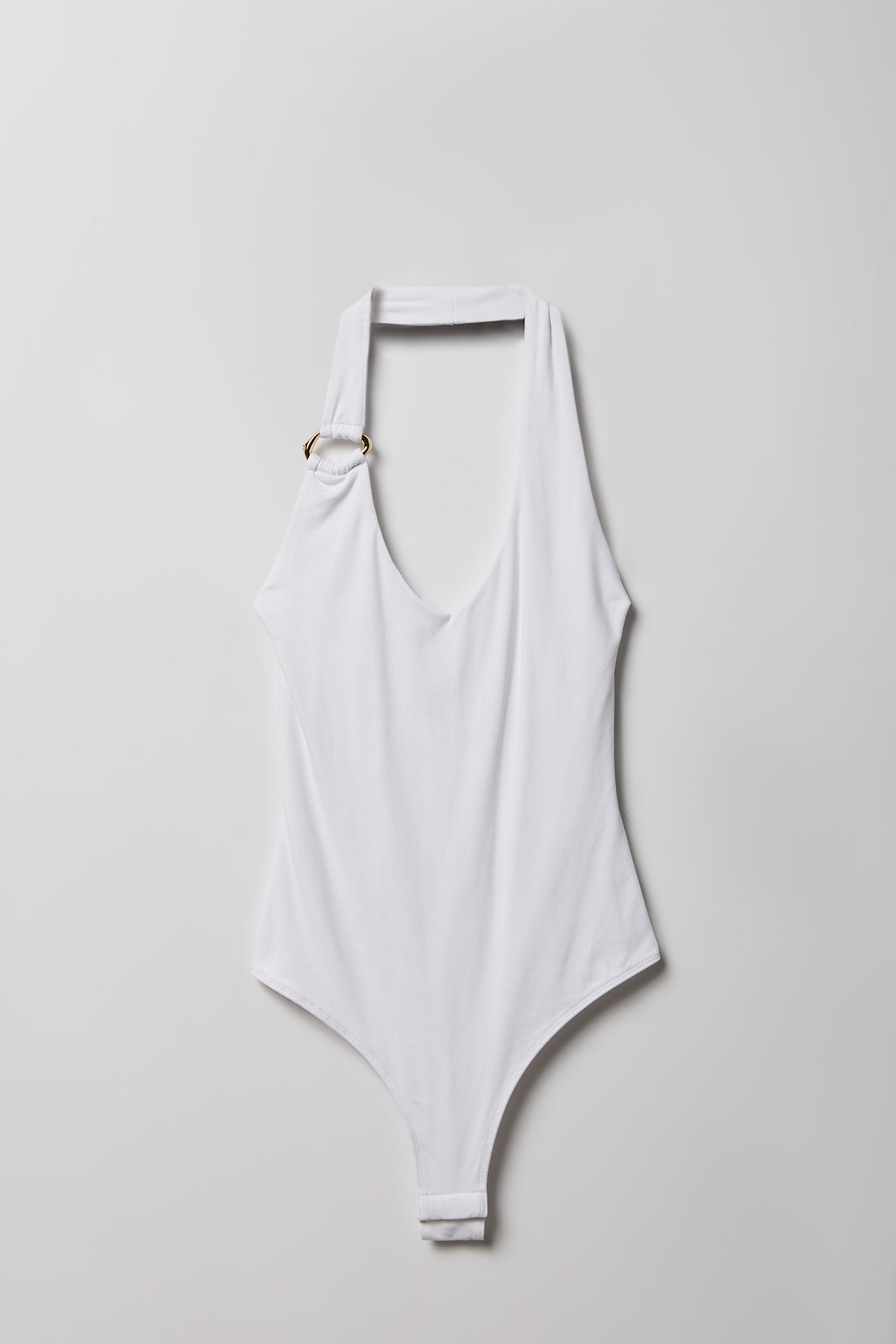 Alt View 5. Contour Halter Bodysuit - White