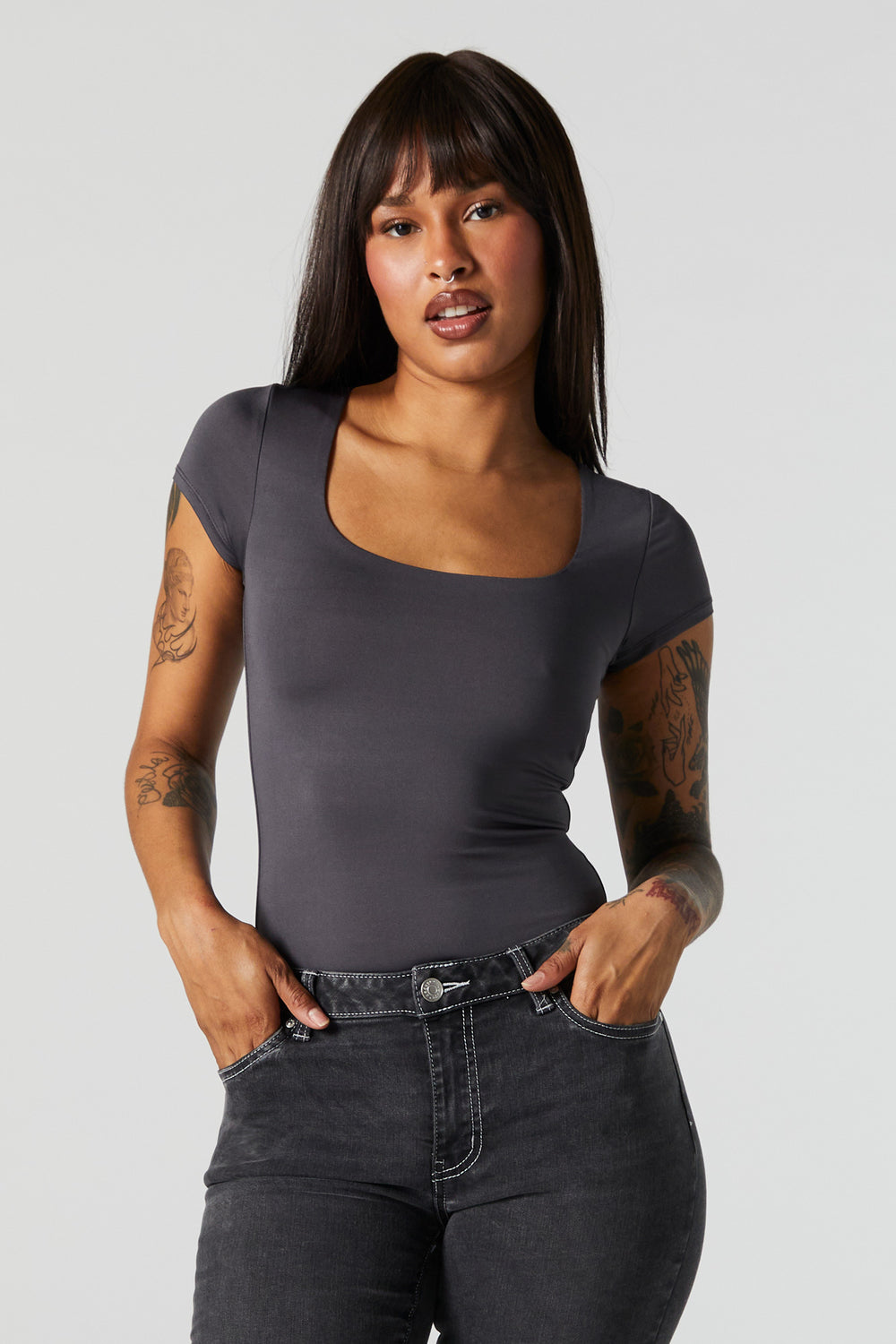Contour Square Neck Short Sleeve Bodysuit Contour Square Neck Short Sleeve Bodysuit 9