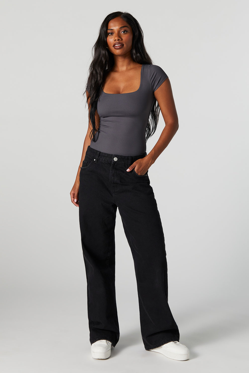 Contour Ribbed Square Neck Short Sleeve Bodysuit Contour Ribbed Square Neck Short Sleeve Bodysuit 2