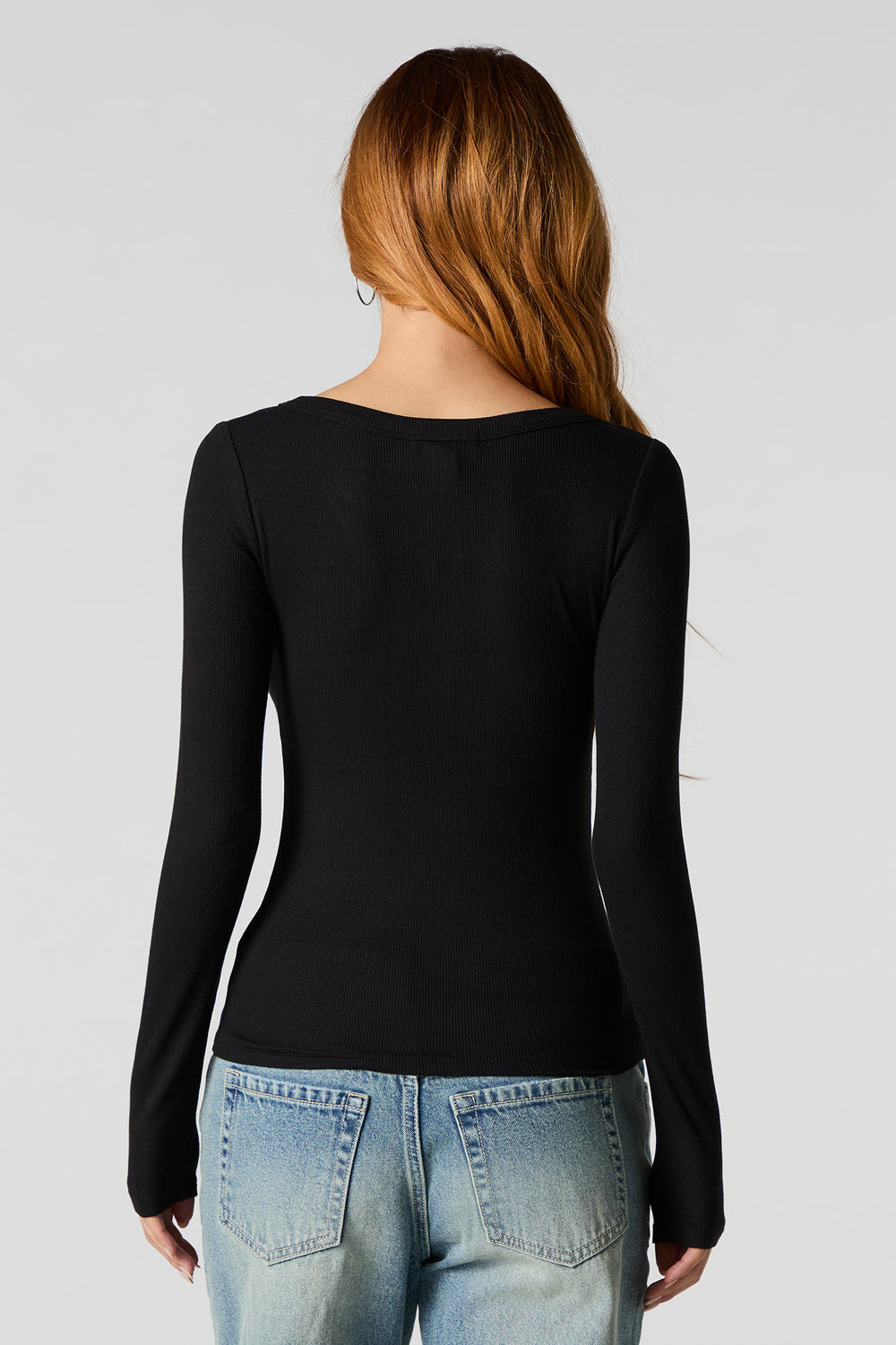 Ribbed Henley Long Sleeve Top Ribbed Henley Long Sleeve Top 5