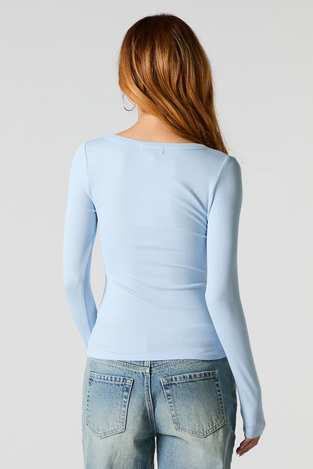 Ribbed Henley Long Sleeve Top Ribbed Henley Long Sleeve Top 2