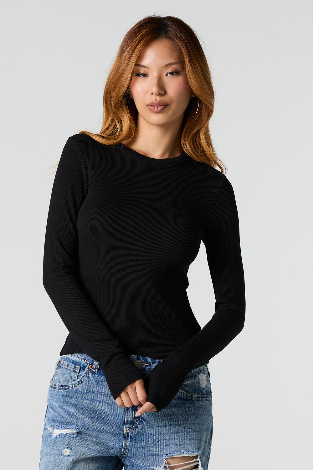 Ribbed Crewneck Long Sleeve Top Ribbed Crewneck Long Sleeve Top 4