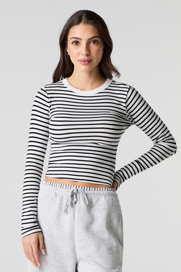 Ribbed Long Sleeve Skimmer Top