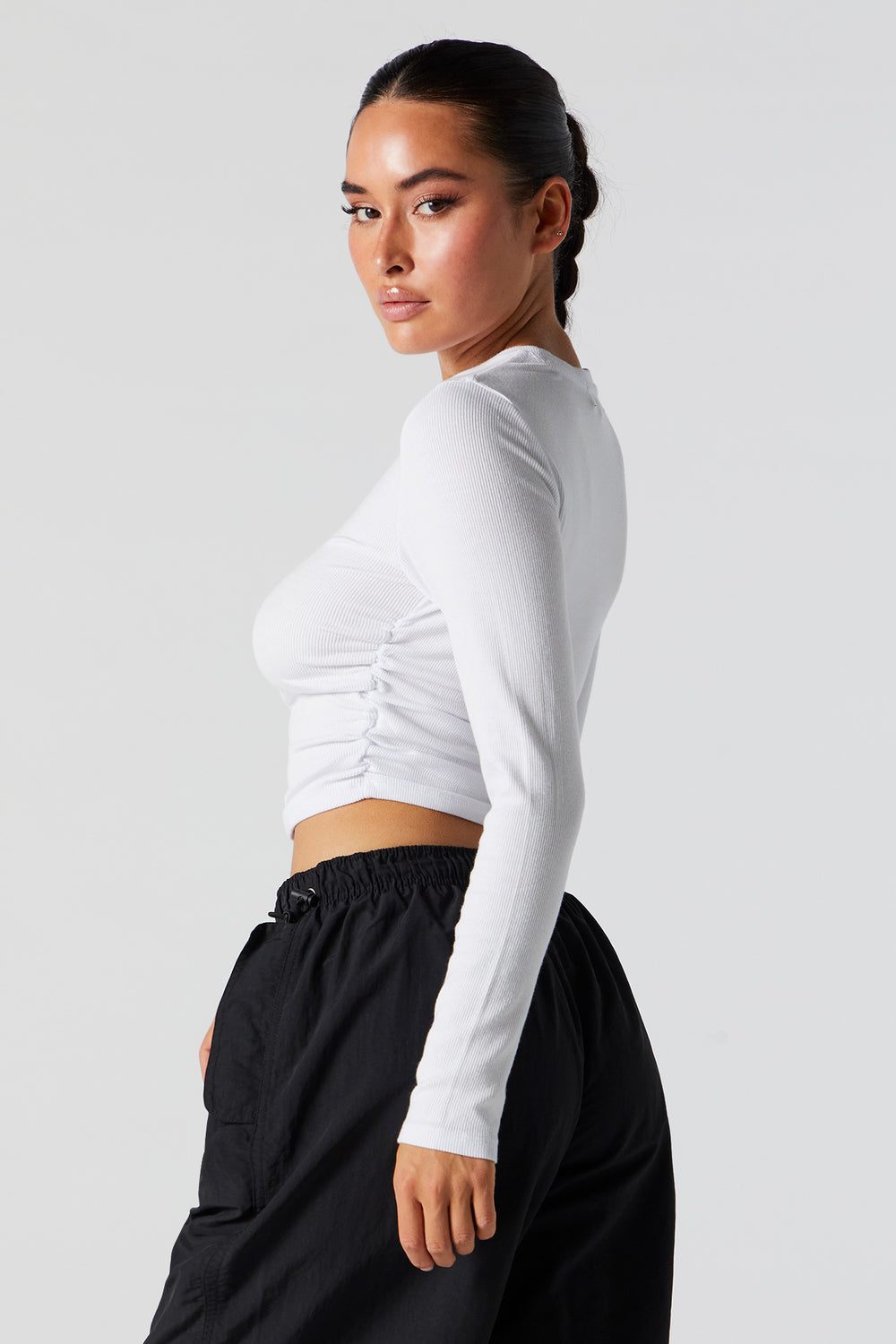 Ribbed Side Cinched Long Sleeve Top Ribbed Side Cinched Long Sleeve Top 14
