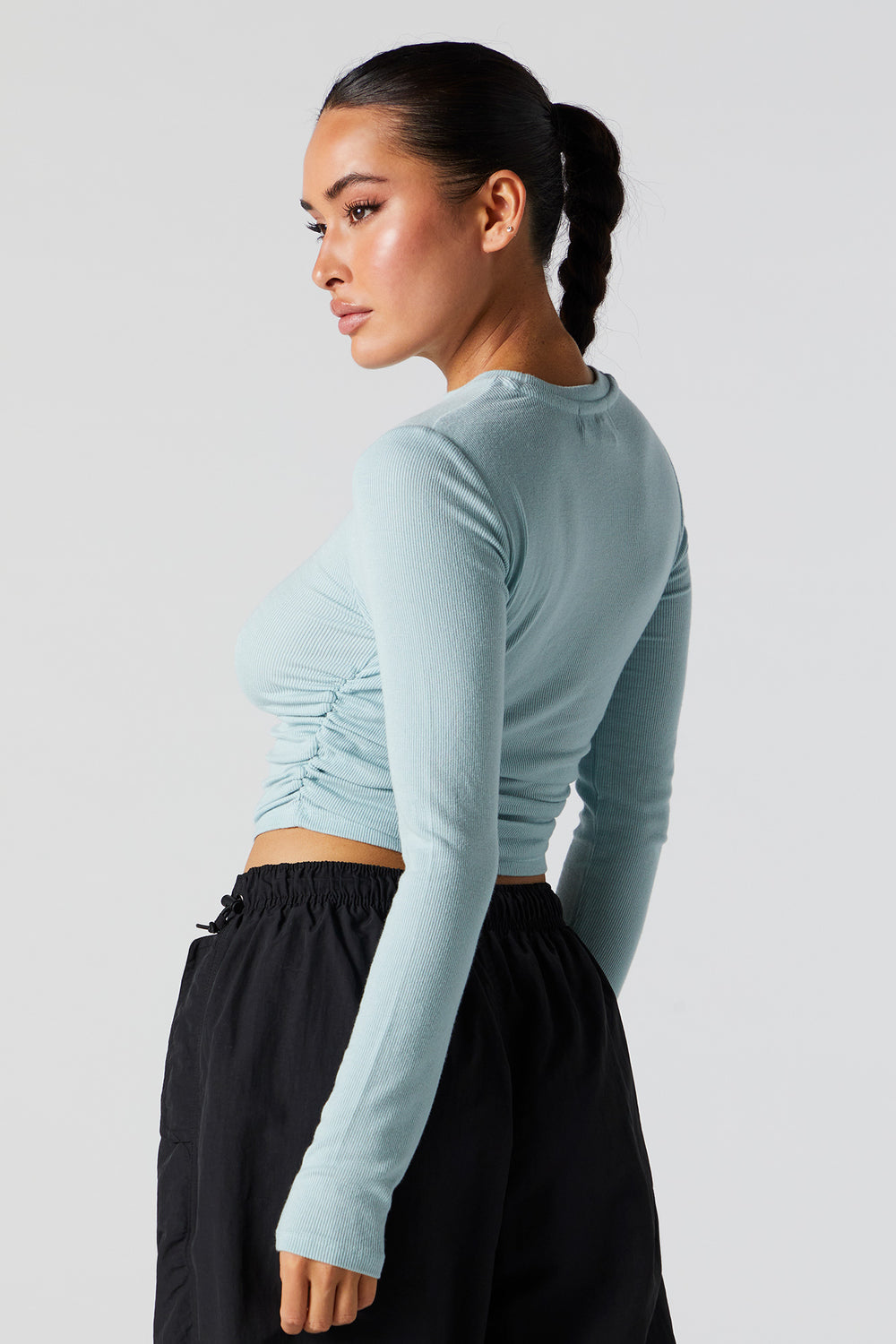 Ribbed Side Cinched Long Sleeve Top Ribbed Side Cinched Long Sleeve Top 18