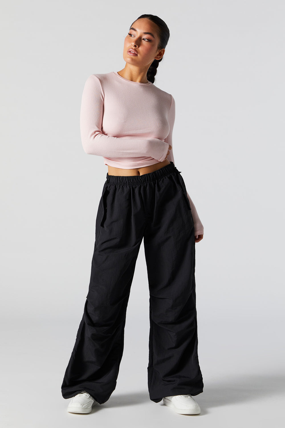 Ribbed Side Cinched Long Sleeve Top Ribbed Side Cinched Long Sleeve Top 3