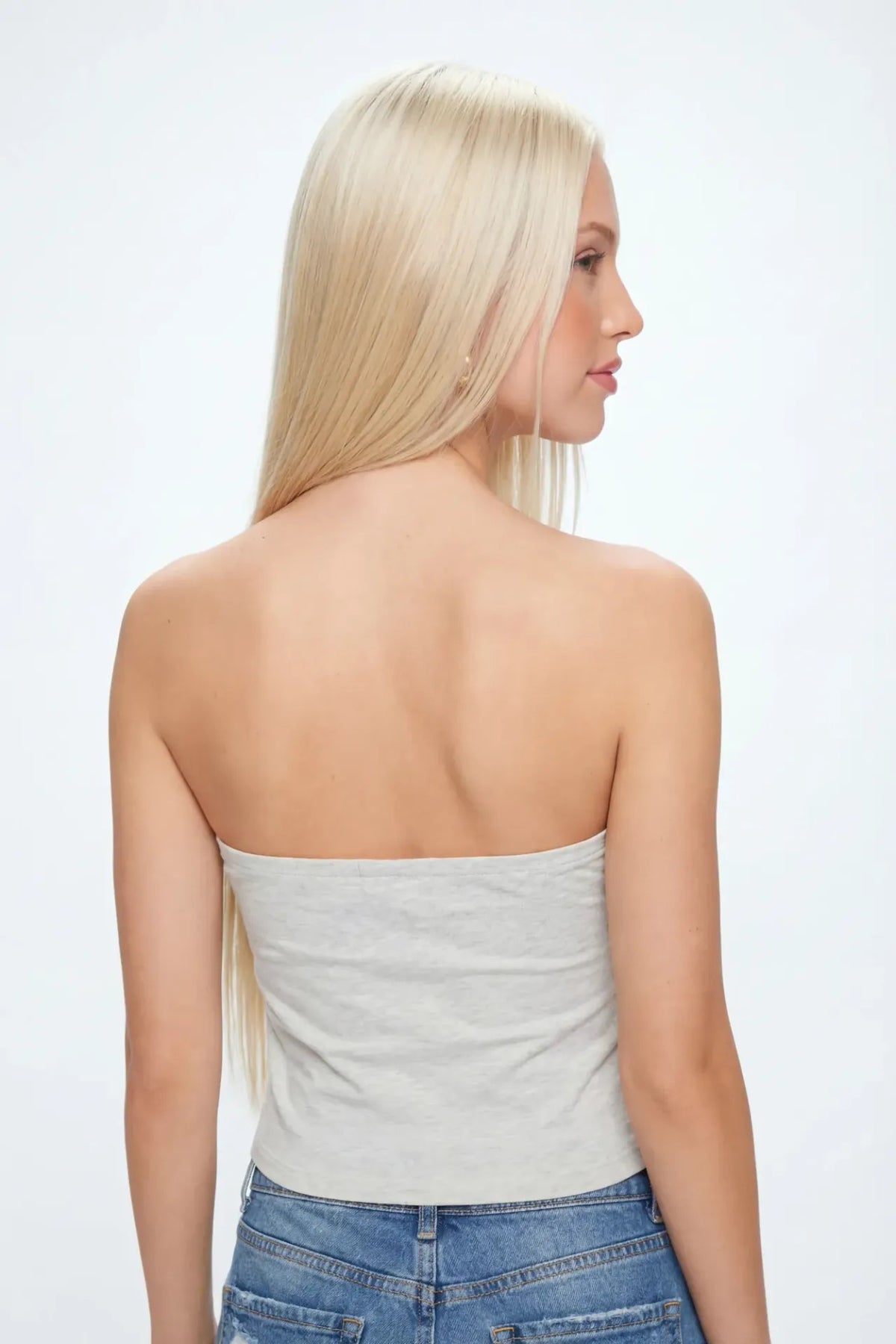Alt View 3. USA Graphic Tube Top - Heather Grey