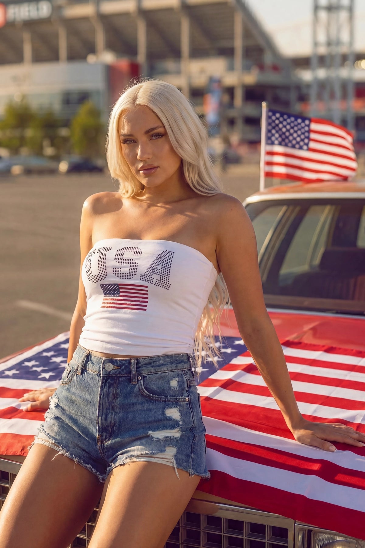 USA Graphic Tube Top - White