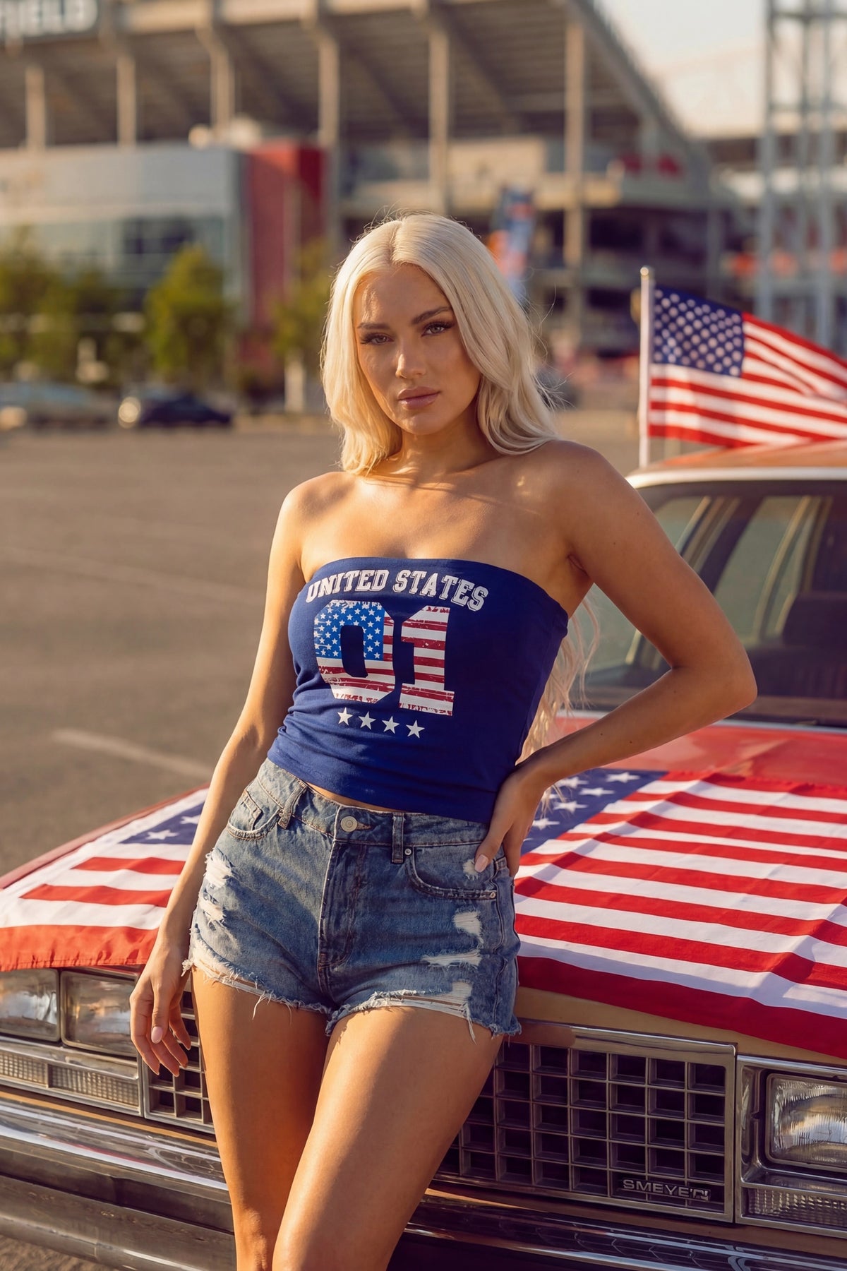 USA Graphic Tube Top - Navy