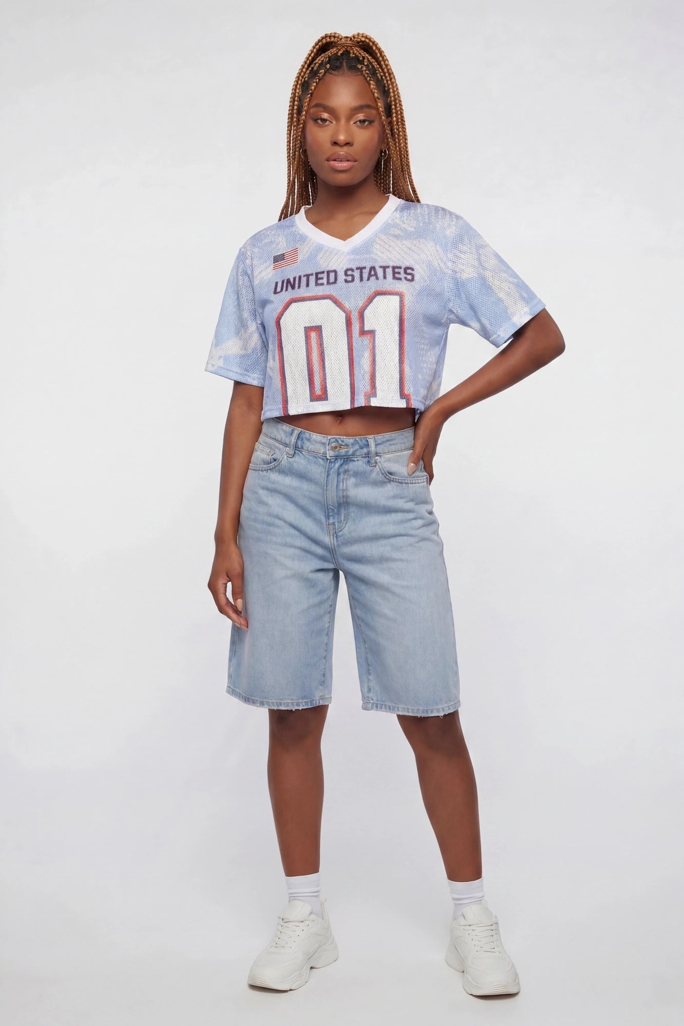 USA Graphic Mesh Cropped Jersey – Charlotte Russe
