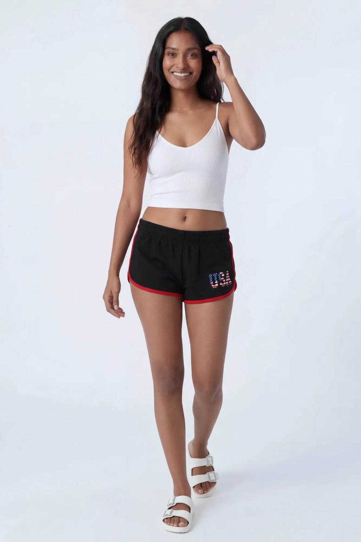 Alt View 6. USA Graphic Fleece Dolphin Short - Navy