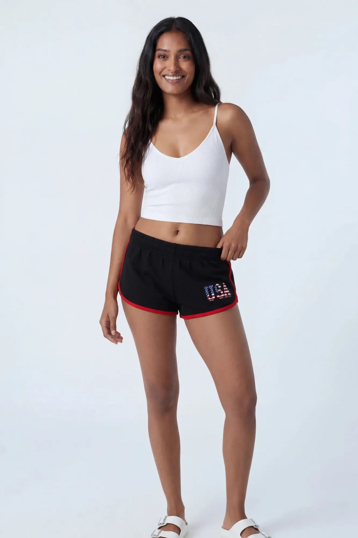 Alt View 5. USA Graphic Fleece Dolphin Short - Navy