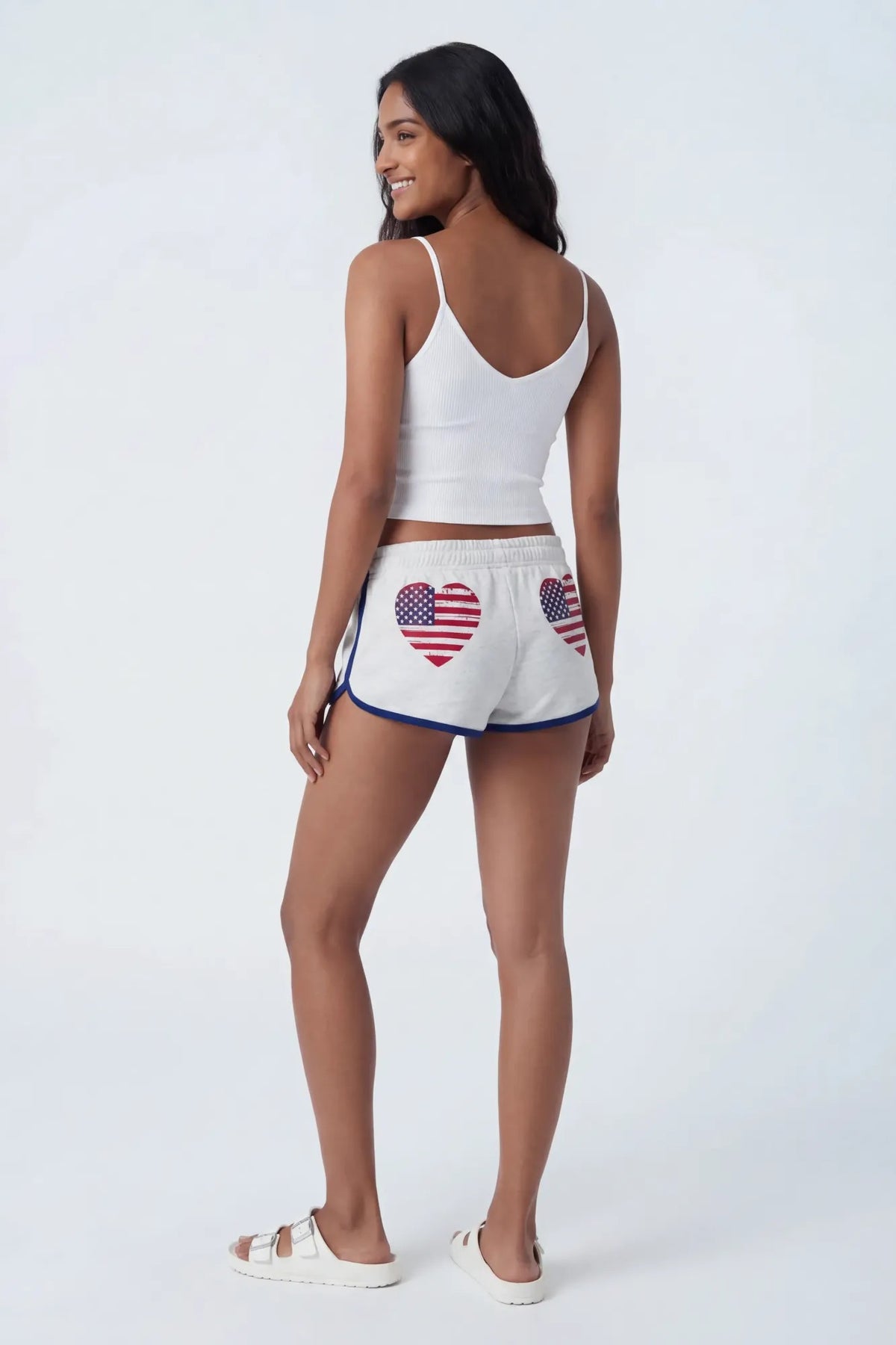 USA Graphic Fleece Dolphin Short - Heather Grey