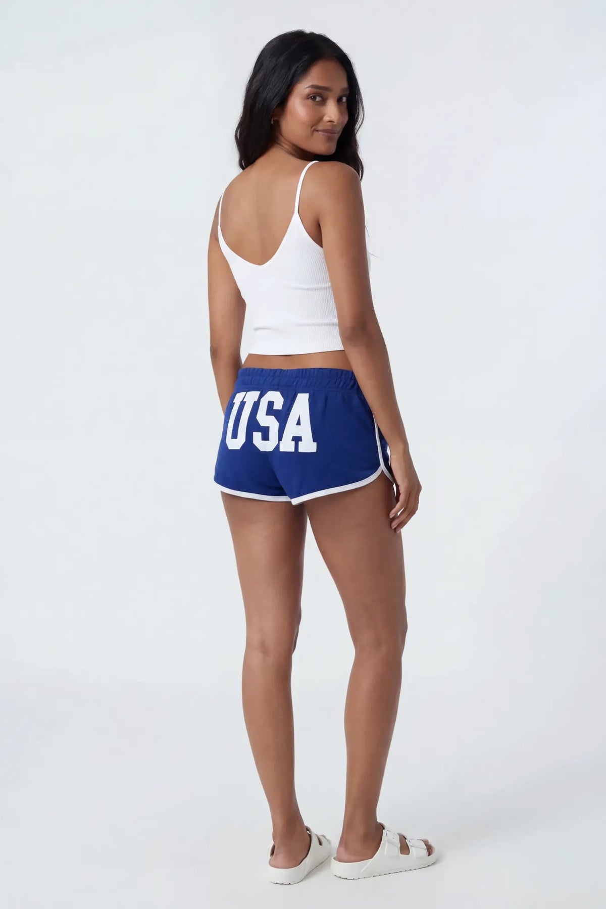 USA Graphic Fleece Dolphin Short - Navy