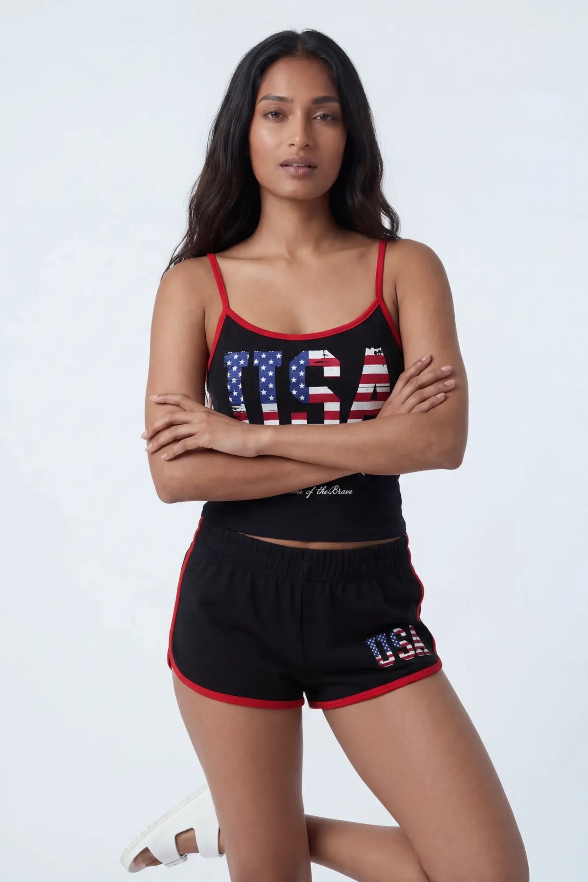 Alt View 2. USA Graphic Cami - Black